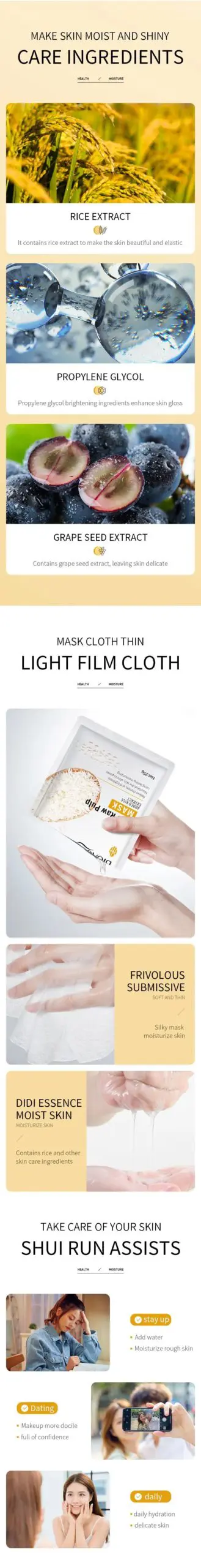 10pcs BIOAQUA Rice Raw Pulp Facial Masks skincare Moisturizing Firming Hydrating Face Mask Sheets Mask Korean Skin Care 10pcs BIOAQUA Rice Raw Pulp Facial Masks skincare Moisturizing Firming Hydrating Face Mask Sheets Mask Korean Skin Care