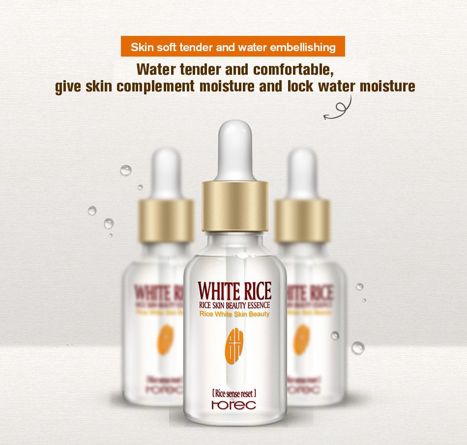 HOREC White Rice Whitening Serum Face Moisturizing Cream Anti Wrinkle Anti Aging Face Fine Lines Acne Treatment Skin Care 15ml