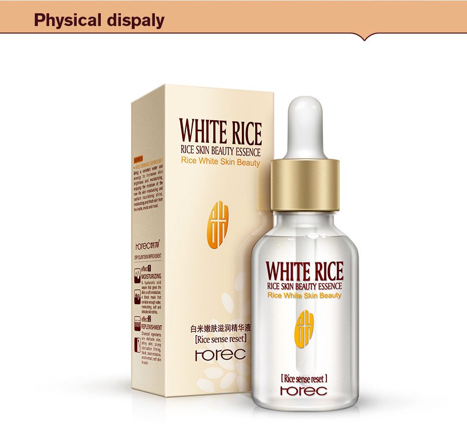 HOREC White Rice Whitening Serum Face Moisturizing Cream Anti Wrinkle Anti Aging Face Fine Lines Acne Treatment Skin Care 15ml