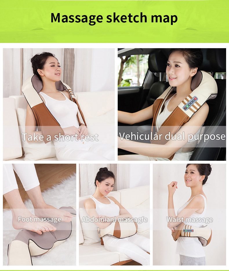 (with Gift Box)JinKaiRui U Shape Electrical Shiatsu Back Neck Shoulder Body Massager Infrared Heated Kneading Car/Home Massagem