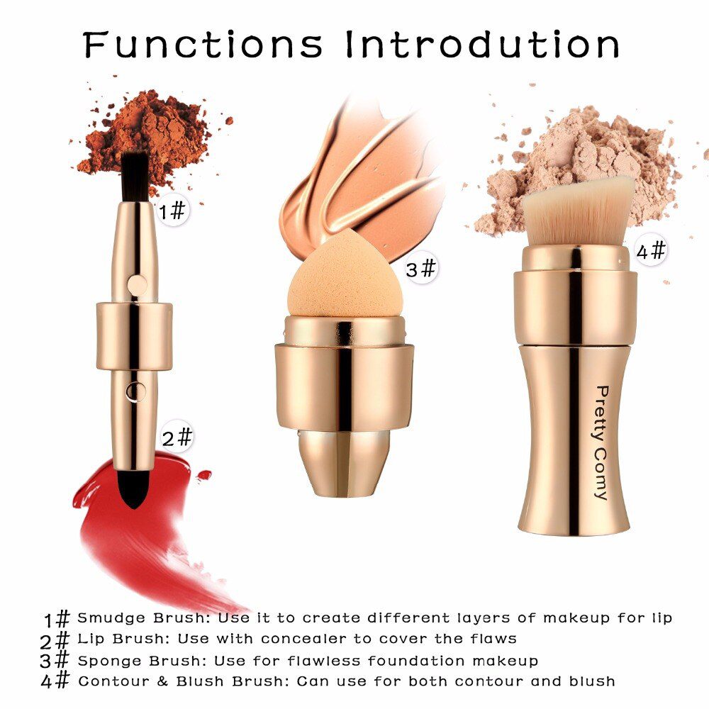 4 In 1 Makeup Brushes Foundation Eyebrow Shadow Eyeliner Blush Powder Brush Cosmetic Concealer Professional Maquiagem