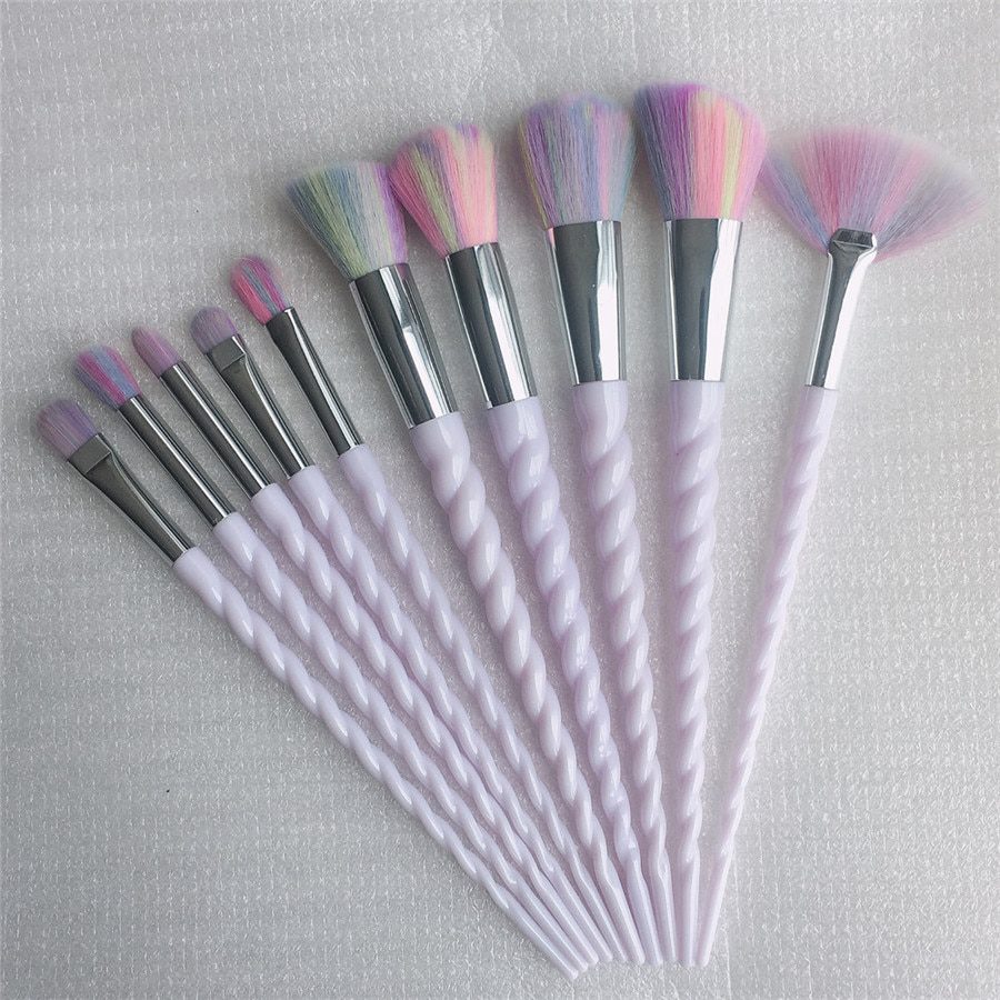 10pcs Unicorn Makeup Brushes Sets Maquiagem Foundation Powder Cosmetic Blush Eyeshadow Women Beauty Glitter Make Up Brush Tools