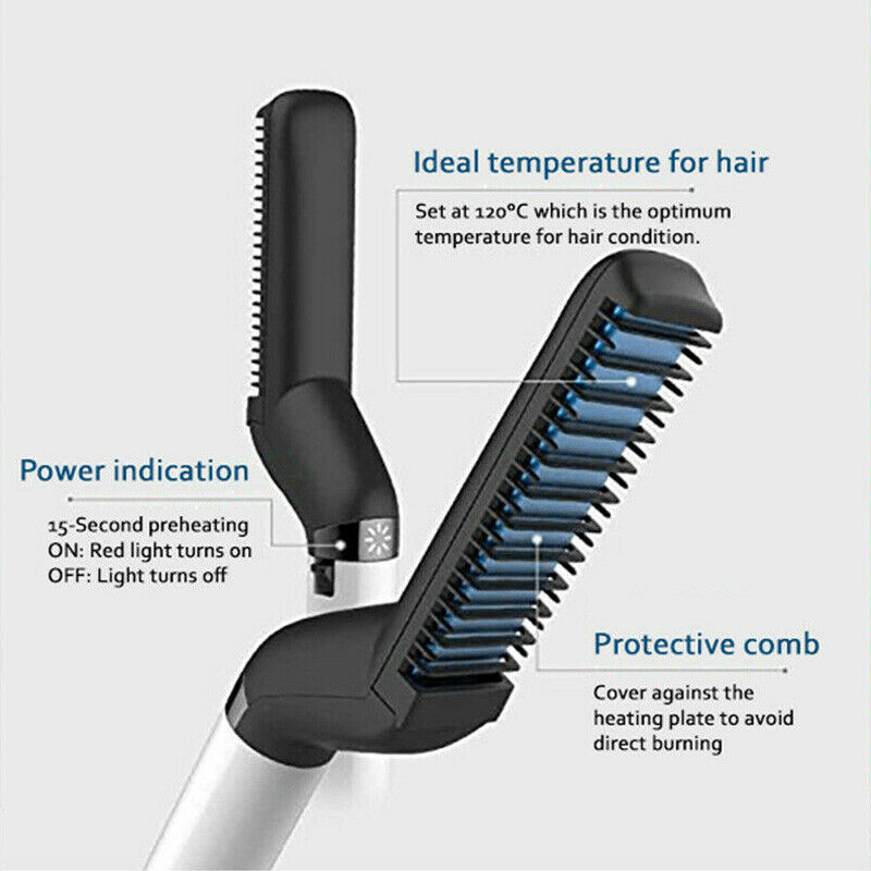 Men Quick Beard Straightener Styler Comb Multifunctional Hair Curling Curler Show Cap Tool Electric Hair Styler for Men