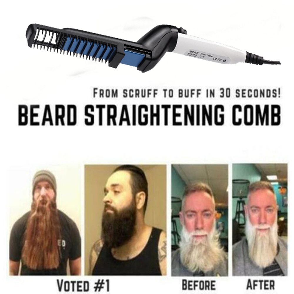 Men Quick Beard Straightener Styler Comb Multifunctional Hair Curling Curler Show Cap Tool Electric Hair Styler for Men