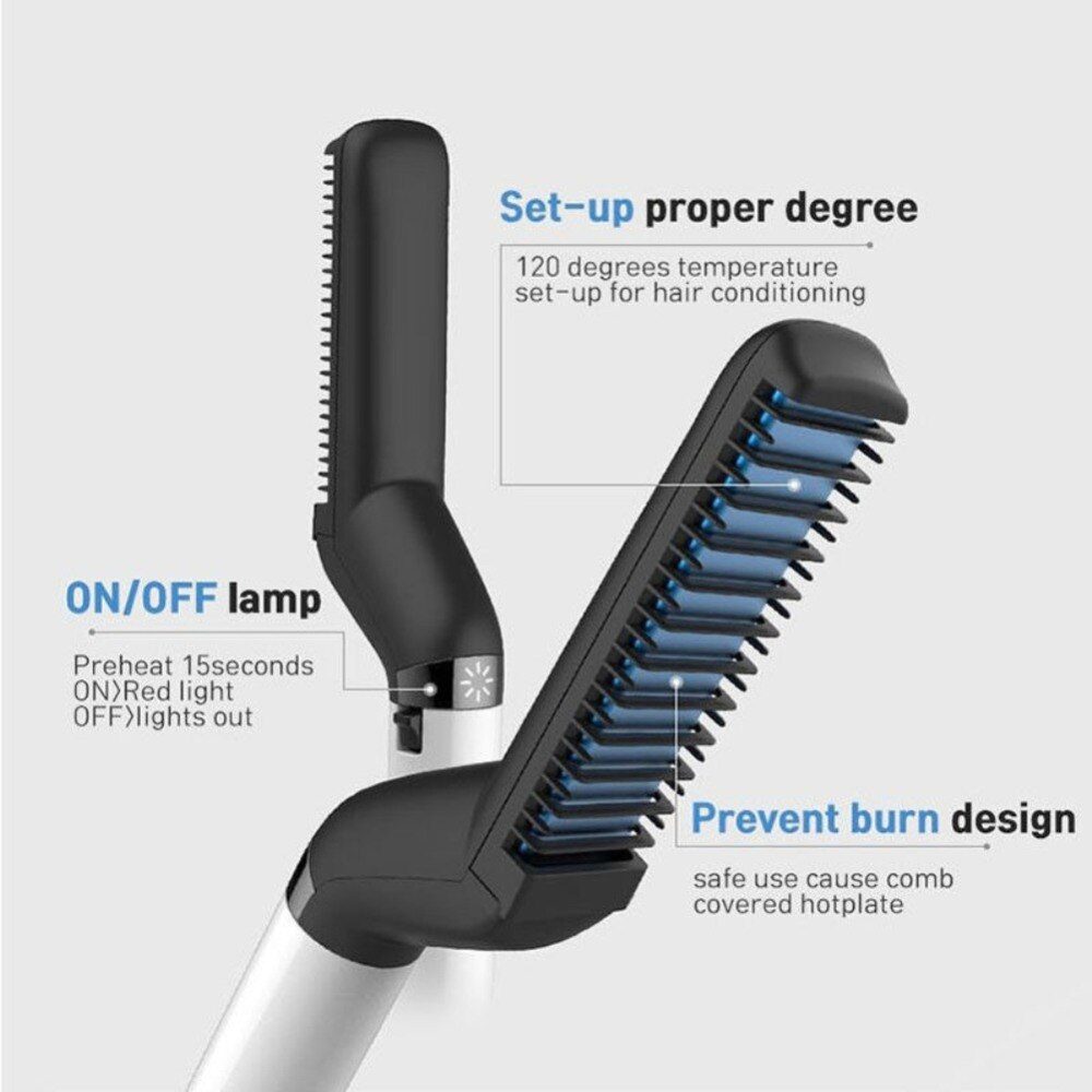 Hair Curling Iron M Styler Men's All In One Ceramic Hair Styling Iron Comb Straightener Curler Set Quick Hair Styler for Men