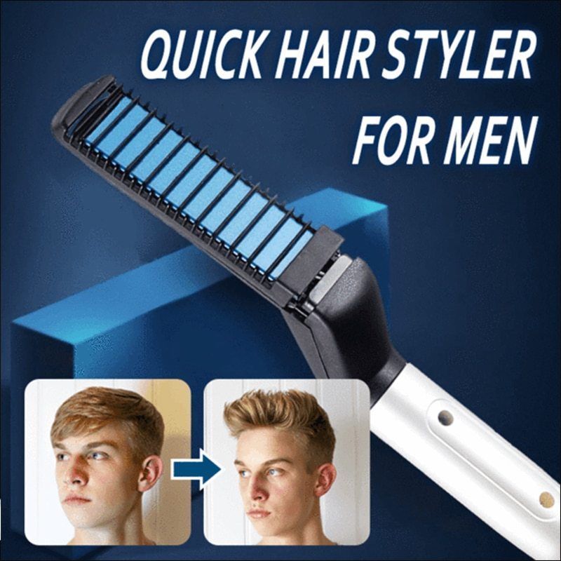 Hair Curling Iron M Styler Men's All In One Ceramic Hair Styling Iron Comb Straightener Curler Set Quick Hair Styler for Men