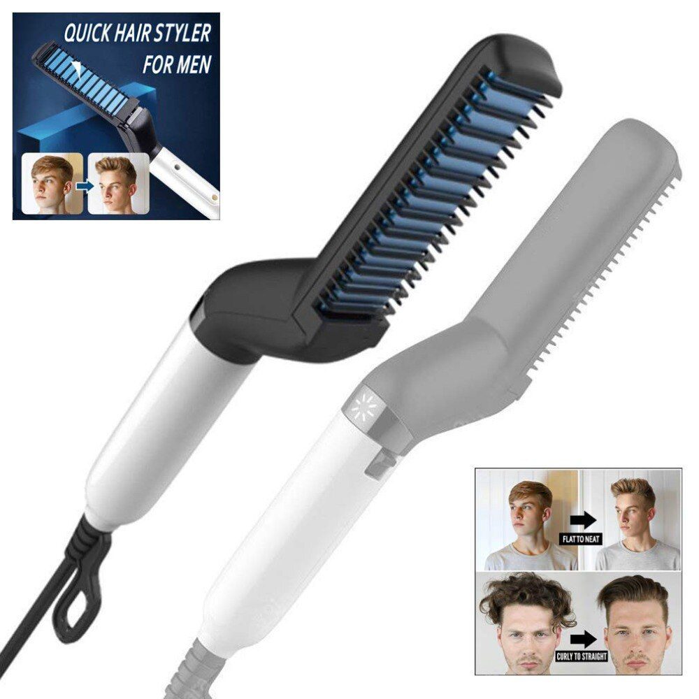 Hair Curling Iron M Styler Men's All In One Ceramic Hair Styling Iron Comb Straightener Curler Set Quick Hair Styler for Men