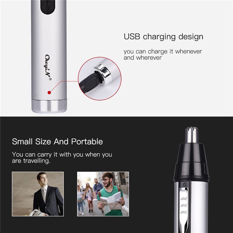 CkeyiN 3 in1 Electric Ear Nose Trimmer for Men's Shaver Rechargeable Hair Removal Eyebrow Trimer Safe Lasting Face Care Tool Kit