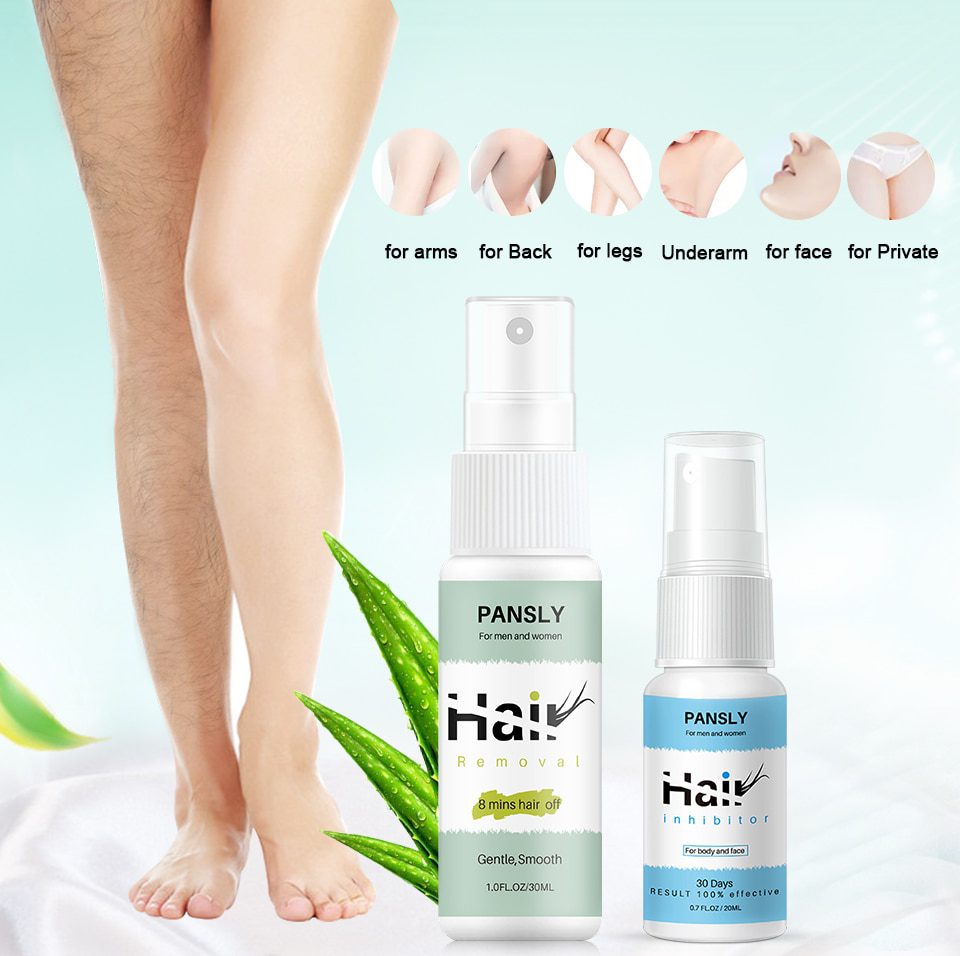 Pansly Hair Growth Inhibitor facial Removal cream Spray Beard Bikini Intimate Face Legs Body Armpit Painless Dropshipping