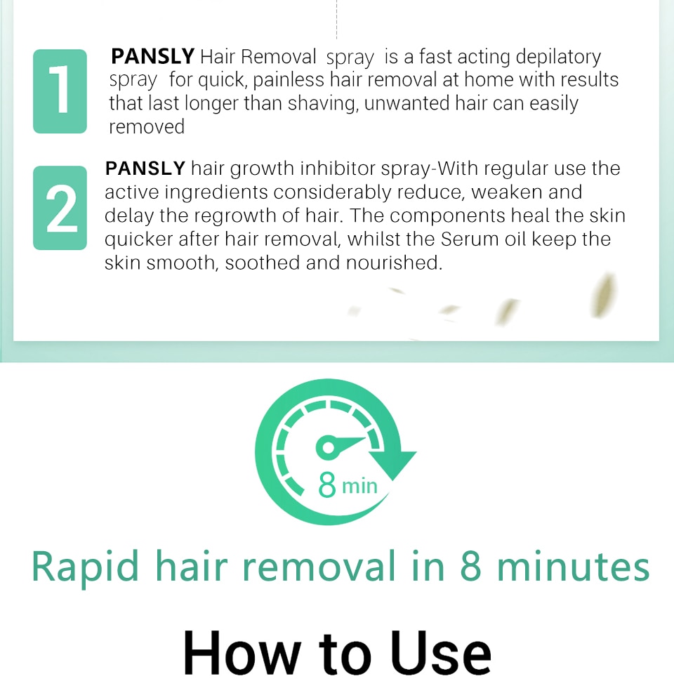 Pansly Hair Growth Inhibitor facial Removal cream Spray Beard Bikini Intimate Face Legs Body Armpit Painless Dropshipping