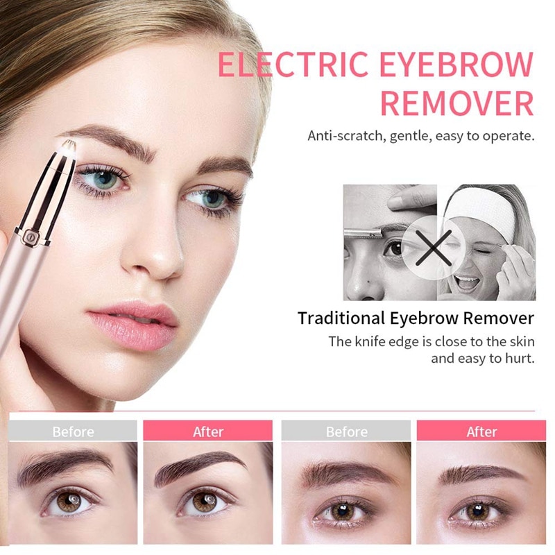ANLAN Electric Eyebrow Trimmer Makeup Painless Eye Brow Epilator Mini Shaver Razors Portable Facial Hair Remover Women depilator
