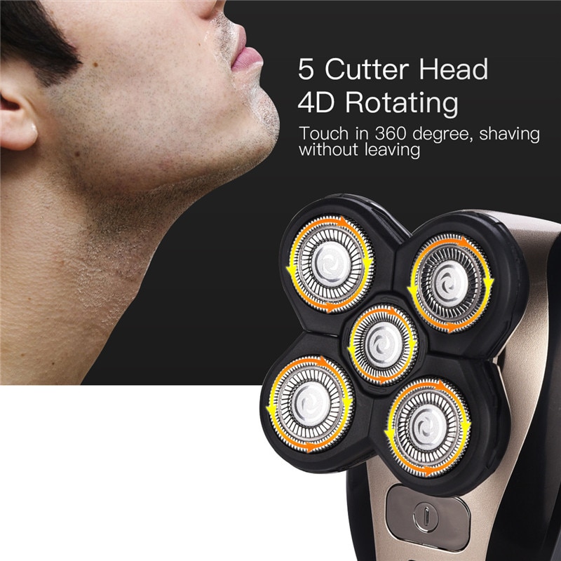 5 in 1 Rechargeable Electric Shaver Five Floating Heads Razors Hair Clipper Nose Ear Hair Trimmer Men Facial Cleaning Brush
