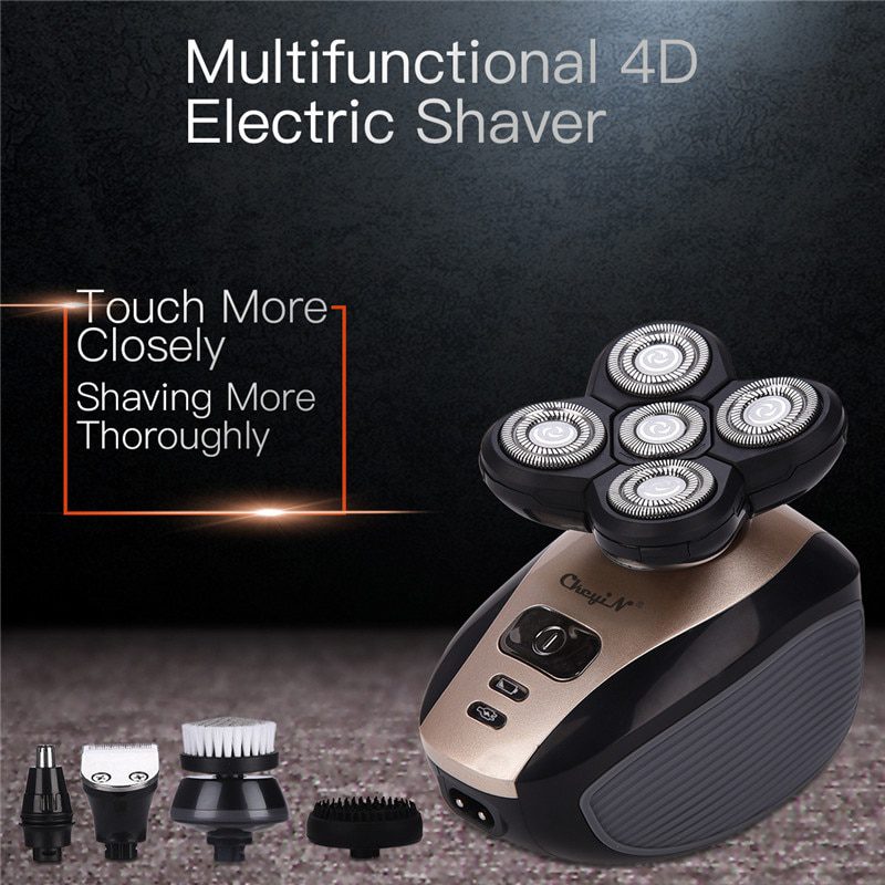 5 in 1 Rechargeable Electric Shaver Five Floating Heads Razors Hair Clipper Nose Ear Hair Trimmer Men Facial Cleaning Brush