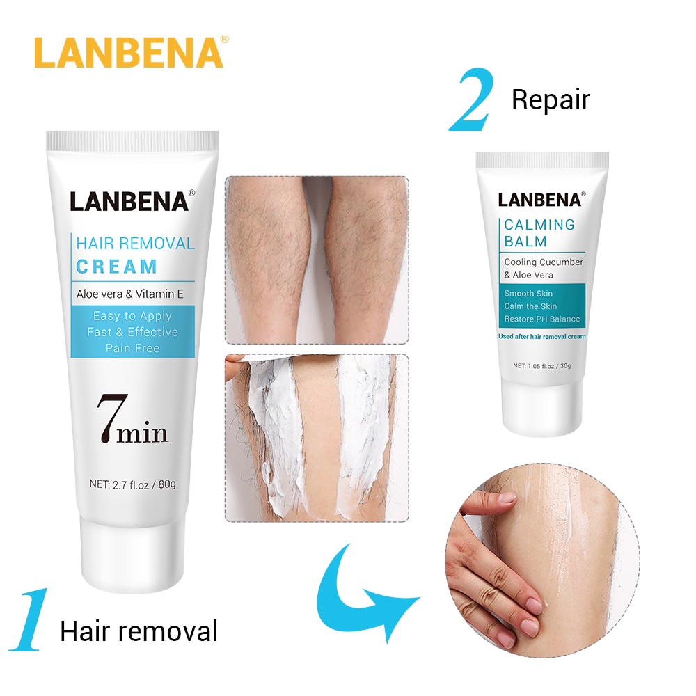 LANBENA Hair Removal Cream Painless Removal Depilation Calming Balm Gentle Effective Epilator Nourishing Repairing Body Care 80g