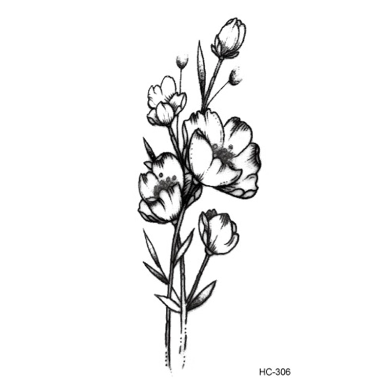 Hot 1PC Popular Ballet Black White Flowers Tattoos Sticker Temporary Drawing Body Art Fake Water Transfer