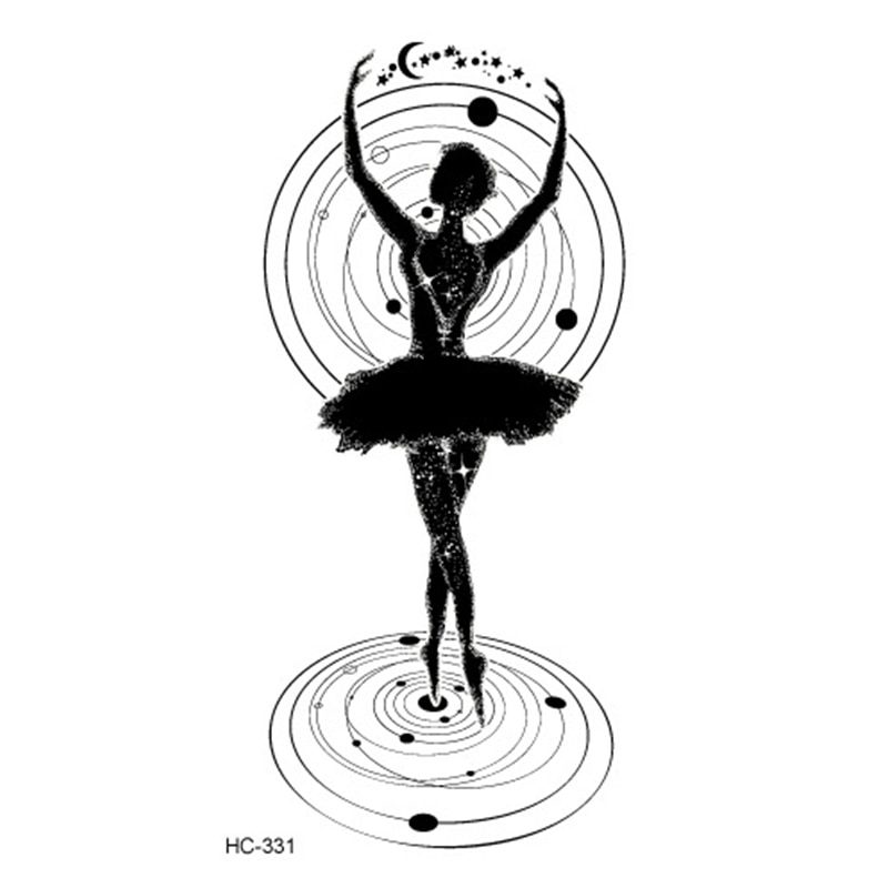 Hot 1PC Popular Ballet Black White Flowers Tattoos Sticker Temporary Drawing Body Art Fake Water Transfer