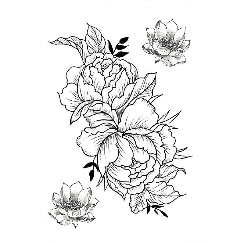 1 PC Fashion Women Girl Temporary Tattoo Sticker Black Roses Design Full Flower Arm Body Art Big Large Fake Tattoo Sticker