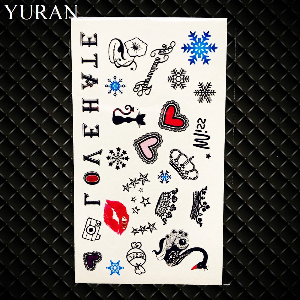 Hot Small Sexy Lips Leaf Black Cartoon Temporary Tattoo Cute Star Tattoo Sticker Love Women Body Finger Art Waterproof Tatoo Kid