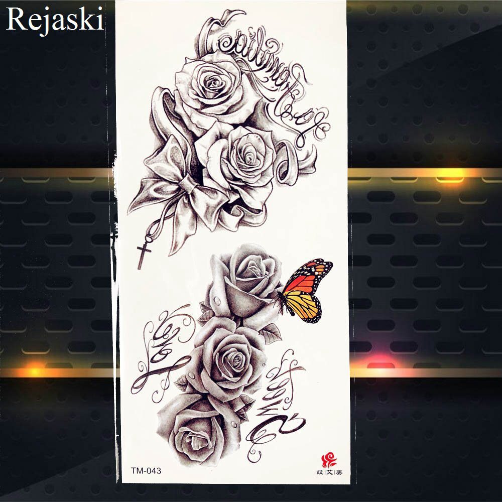 Purple Rose Jewelry Water Transfer Tattoo Stickers Women Body Chest Art Temporary Tattoo Girl Waist Bracelet Flash Tatoos Flower