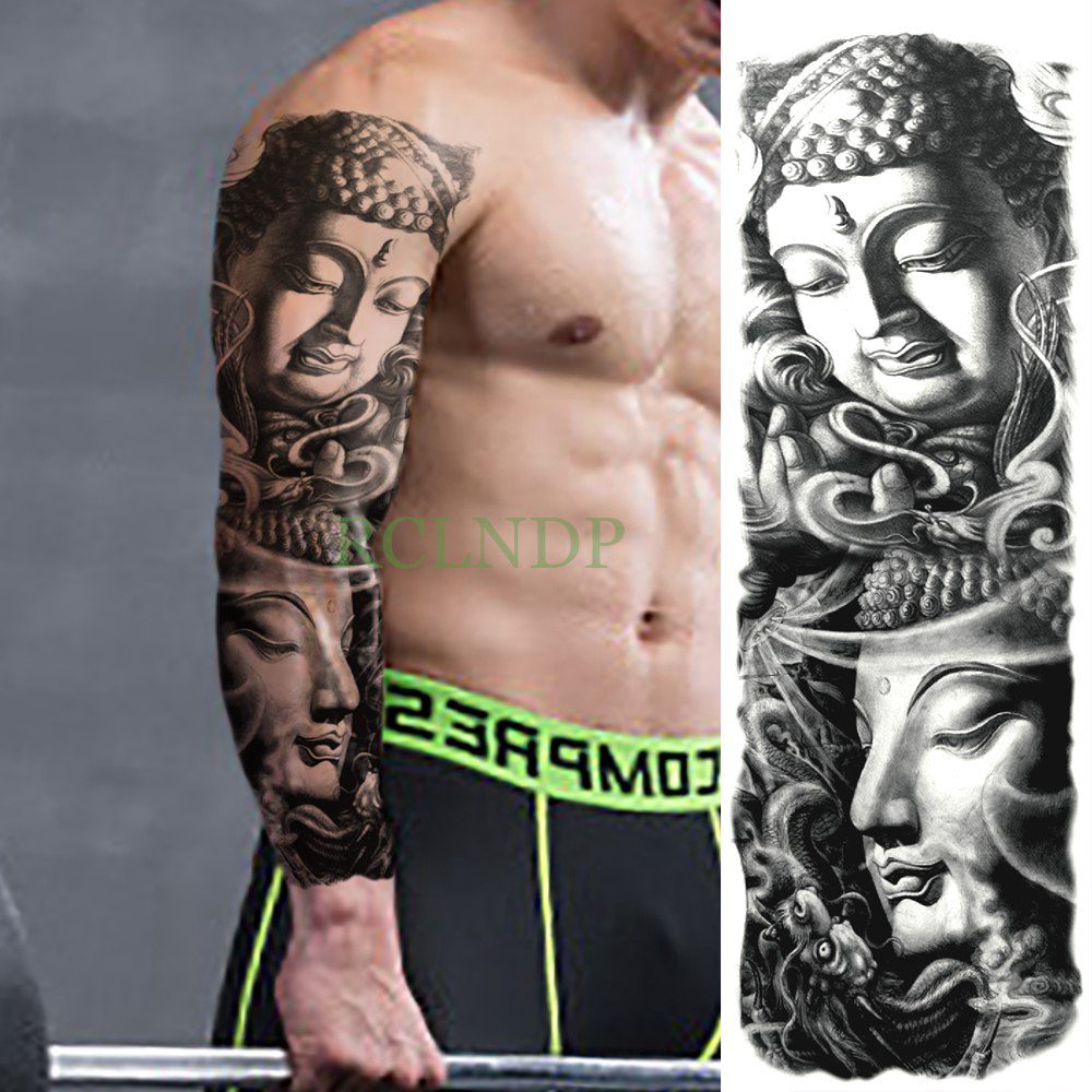 Waterproof Temporary Tattoo Sticker eye clock bird Pagoda full arm large size fake tatto flash tatoo sleeve tato for men women