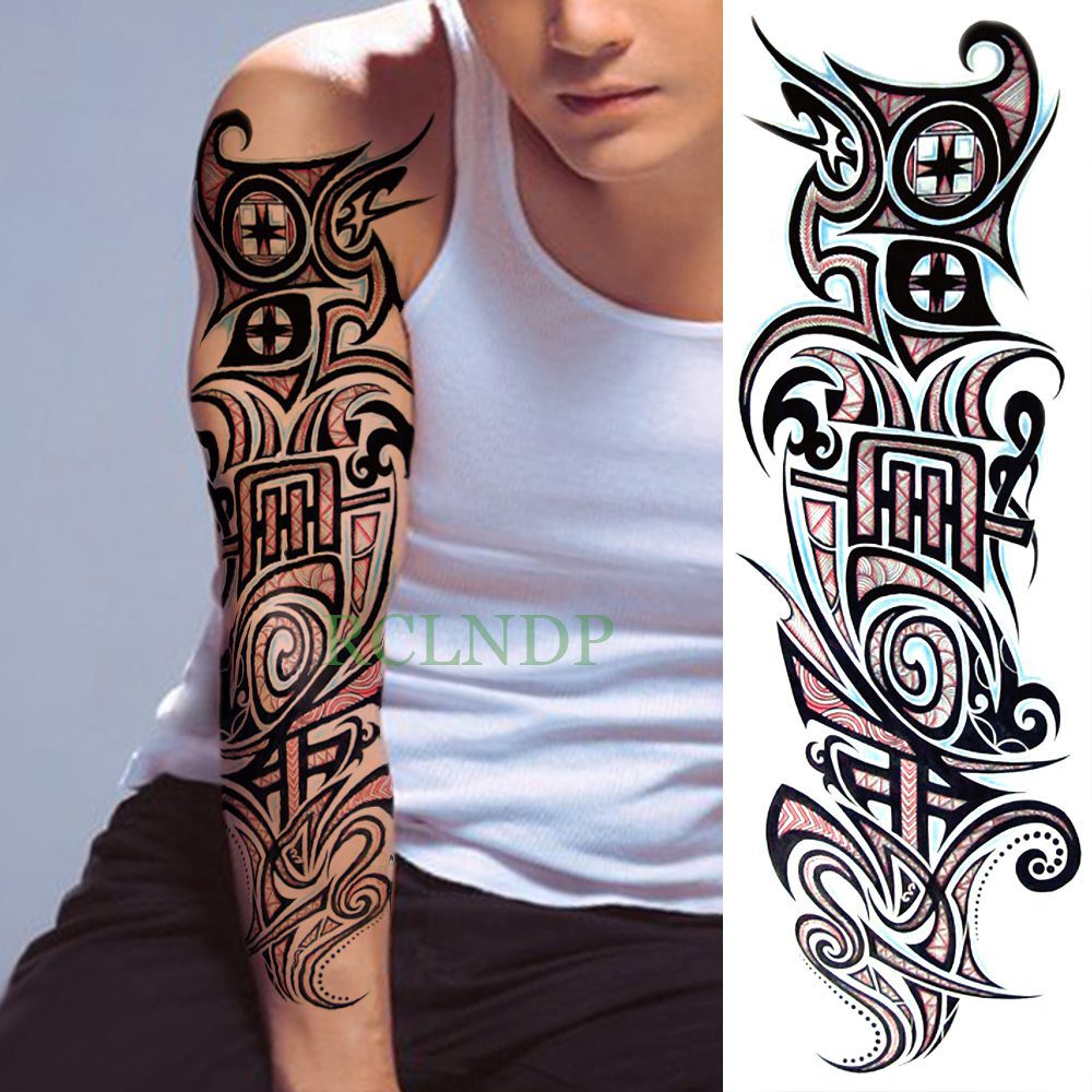 Waterproof Temporary Tattoo Sticker eye clock bird Pagoda full arm large size fake tatto flash tatoo sleeve tato for men women