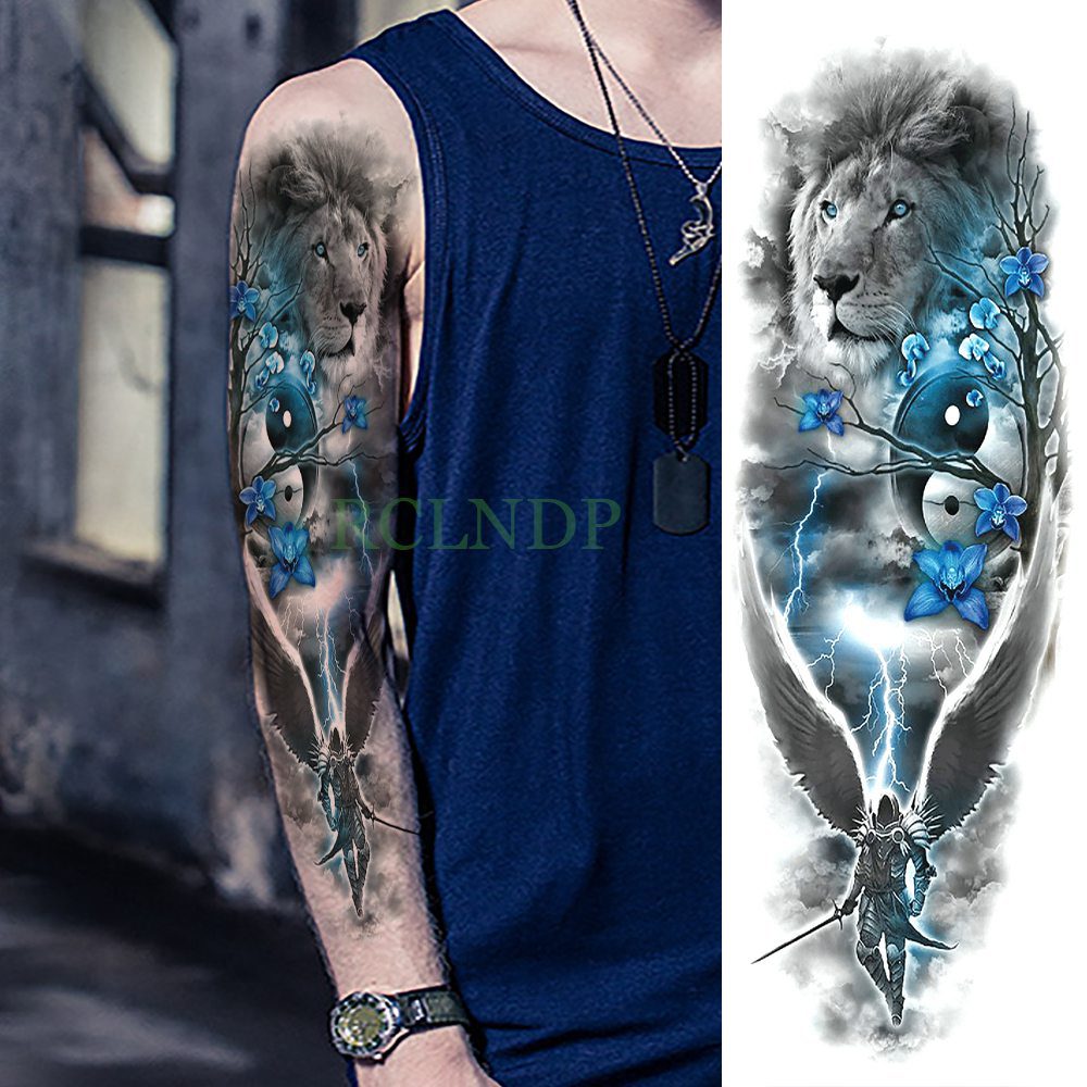 Waterproof Temporary Tattoo Sticker eye clock bird Pagoda full arm large size fake tatto flash tatoo sleeve tato for men women