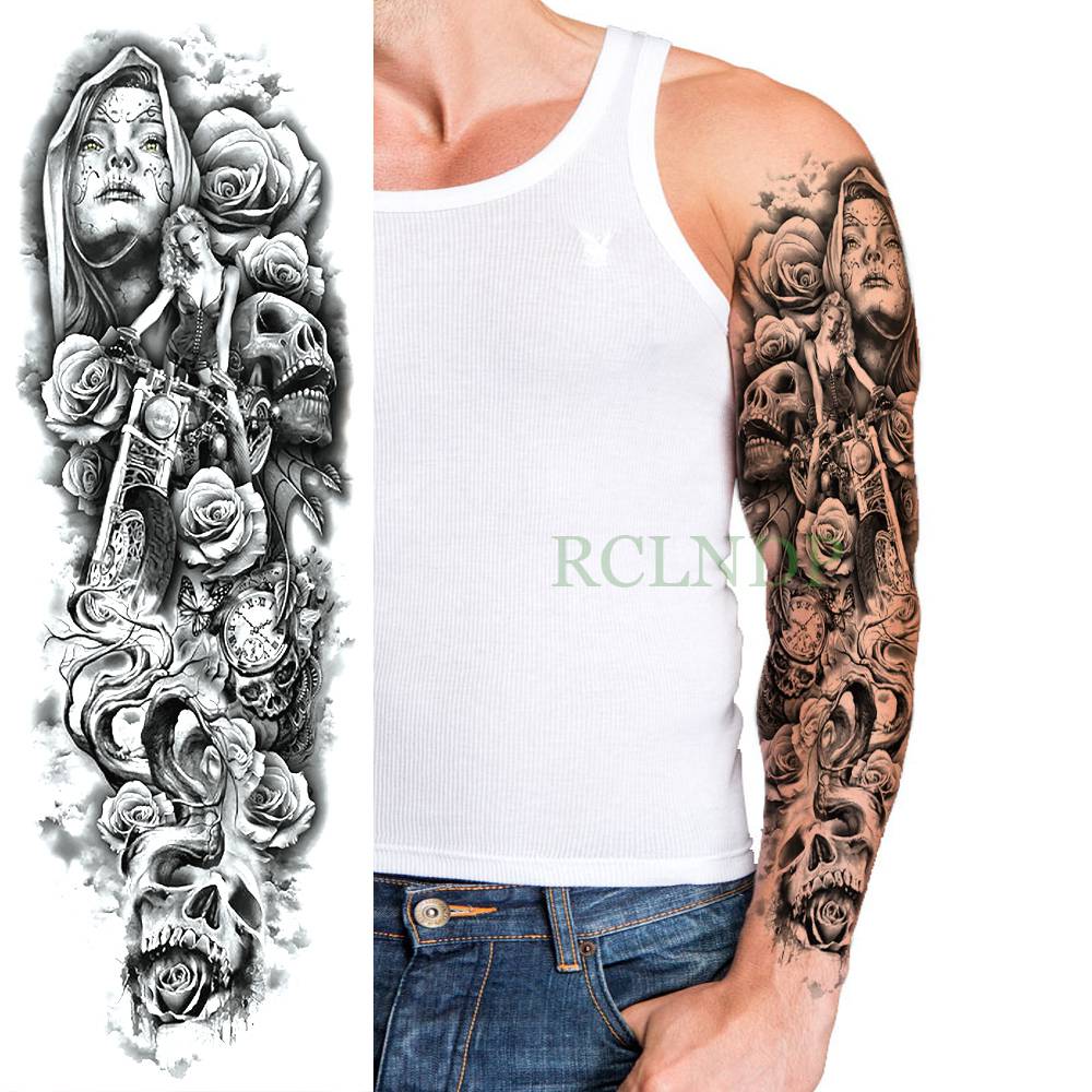 Waterproof Temporary Tattoo Sticker eye clock bird Pagoda full arm large size fake tatto flash tatoo sleeve tato for men women