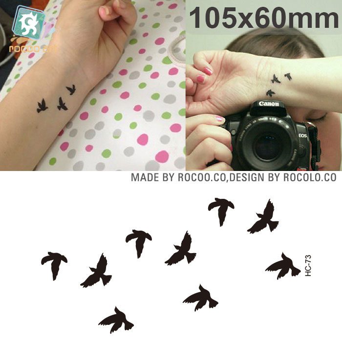 MB Classic Black Tatoo Cat Bird Fake Tattoo Tatuajes Hand Tatouage Body Waterproof Temporary Tattoo Sticker Small Taty