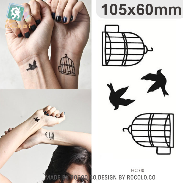 MB Classic Black Tatoo Cat Bird Fake Tattoo Tatuajes Hand Tatouage Body Waterproof Temporary Tattoo Sticker Small Taty