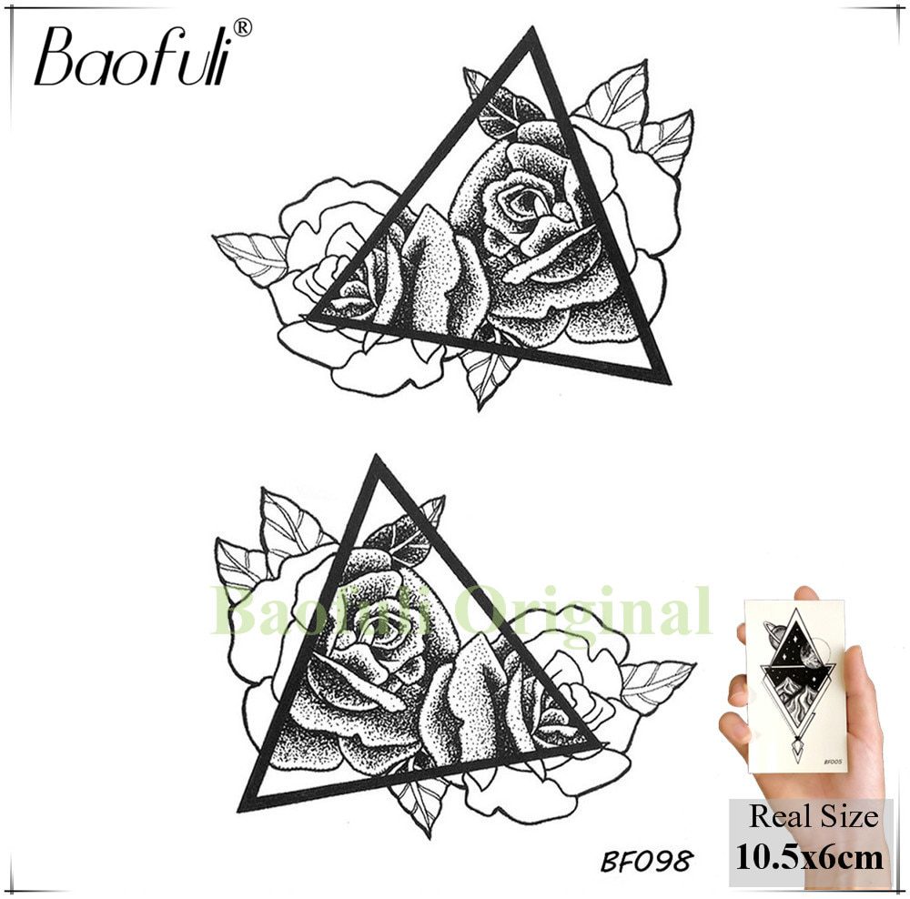 DIY Geometric Animals Fox Plant Temporary Tattoo Women Sexy Waterproof Disposable Black Tatoos Body Art Painting Tattoo Stickers