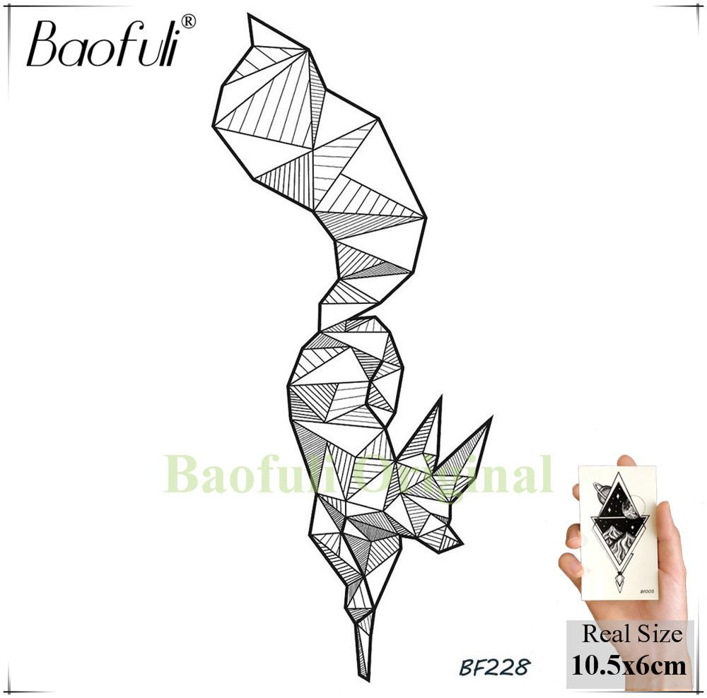 DIY Geometric Animals Fox Plant Temporary Tattoo Women Sexy Waterproof Disposable Black Tatoos Body Art Painting Tattoo Stickers