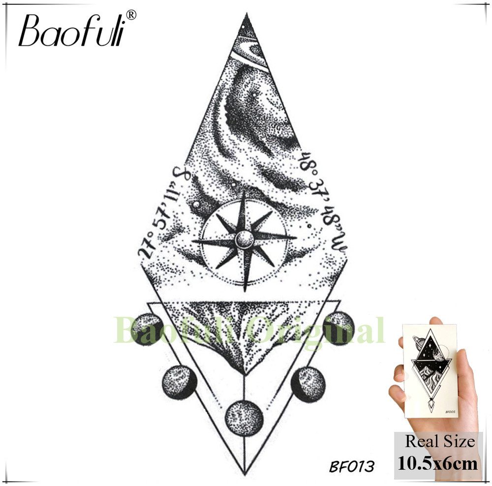 DIY Geometric Animals Fox Plant Temporary Tattoo Women Sexy Waterproof Disposable Black Tatoos Body Art Painting Tattoo Stickers