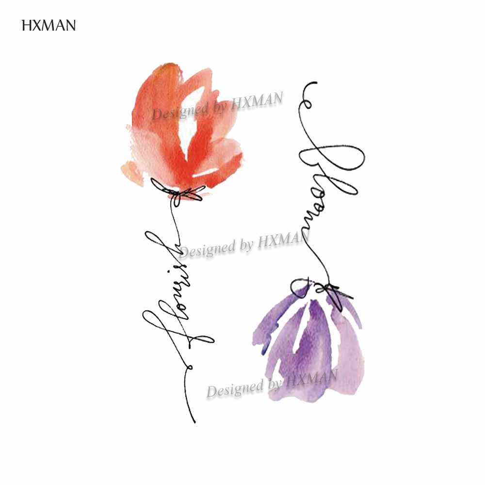 HXMAN Flower Temporary Tattoos for Women Hand Tattoo Sticker Fashion Body Art Waterproof Arm Fake Tatoo Paper 9.8X6cm P-013