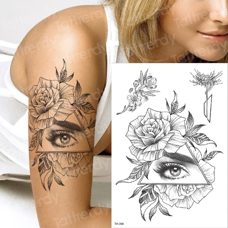 temporary tattoo black flower tattoo sleeves water transfer tatoo sticker peony rose tattoos body art sexy tatoo girl arm tatto