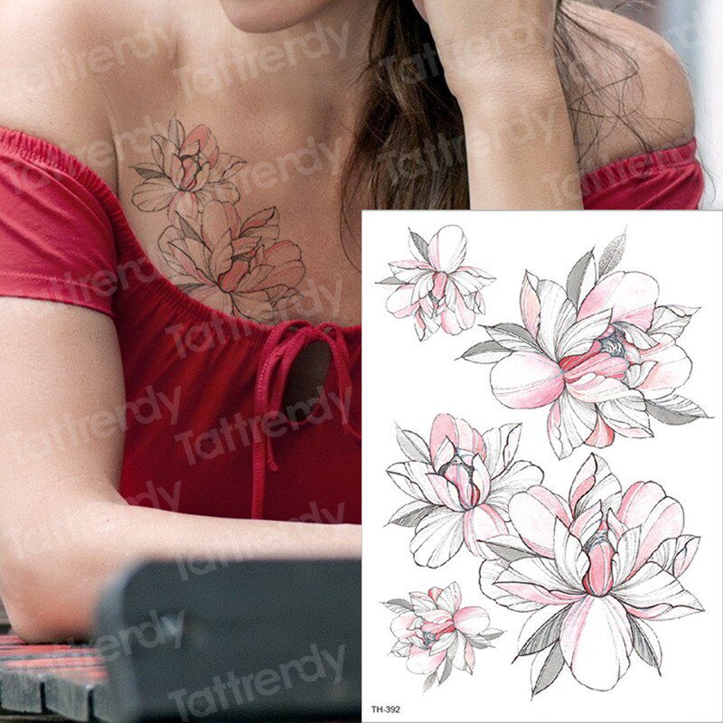 temporary tattoo black flower tattoo sleeves water transfer tatoo sticker peony rose tattoos body art sexy tatoo girl arm tatto