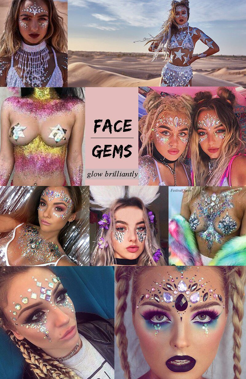 Face jewels sticker Make Up Adhesive Temporary Tattoo  Body Art Gems Rhinestone Stickers for  Festival Party