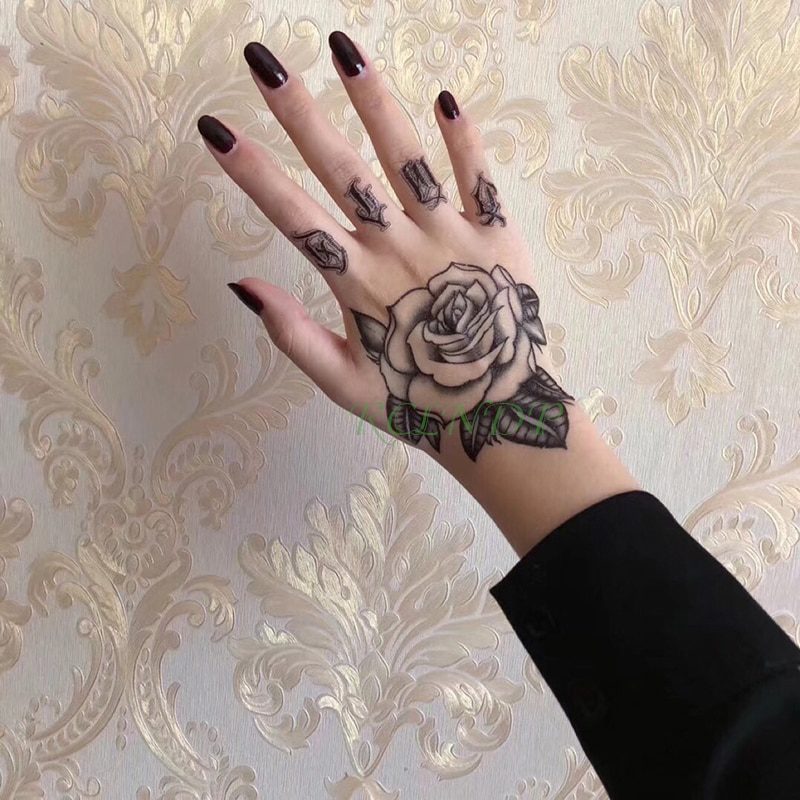 Waterproof Temporary Tattoo Sticker Flower Rose Fake Tatto Flash Tatoo Hand Arm Foot Back Tato body art for Girl Women Men