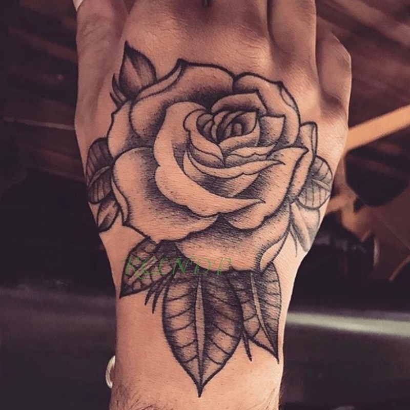 Waterproof Temporary Tattoo Sticker Flower Rose Fake Tatto Flash Tatoo Hand Arm Foot Back Tato body art for Girl Women Men