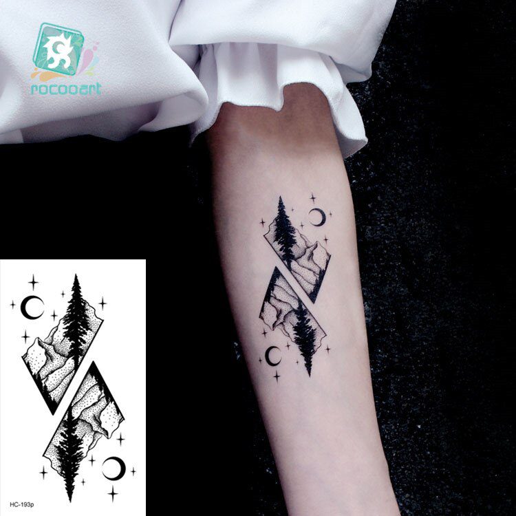 Water Transfer Tattoo Minimalist small sun moon tattoo Body Art Waterproof Temporary fake Tattoo for man woman kid 10.5*6cm