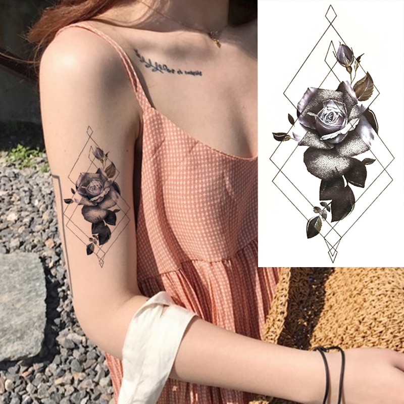1 Pieces/set Small Full Flower Arm Temporary Waterproof Tattoo Stickers Fox Owl for Women Men Body Art