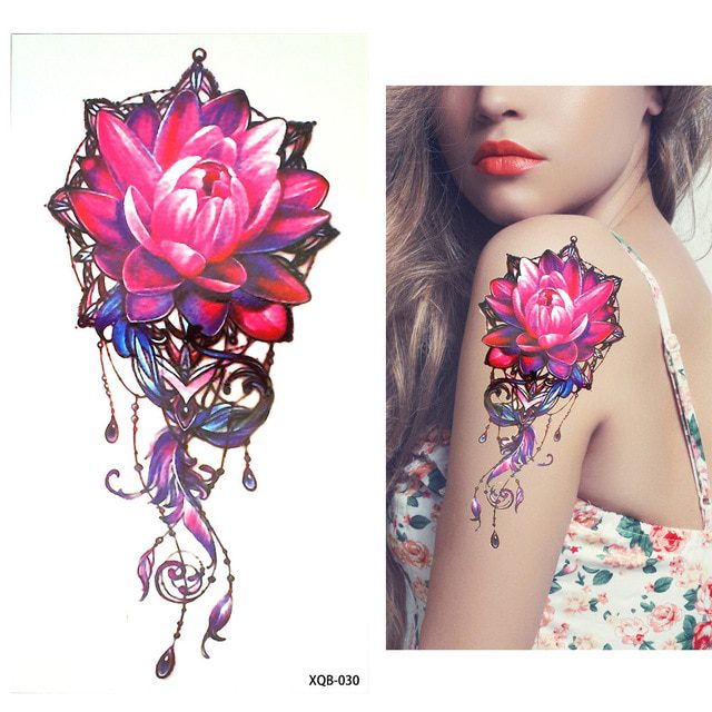 1 Pieces/set Small Full Flower Arm Temporary Waterproof Tattoo Stickers Fox Owl for Women Men Body Art