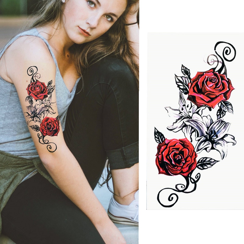 1 Pieces/set Small Full Flower Arm Temporary Waterproof Tattoo Stickers Fox Owl for Women Men Body Art