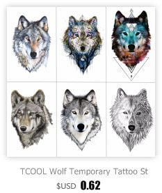 HXMAN Wolf Temporary Tattoo Stickers Waterproof Women Fake Hand Animal Tattoos Adult Men Body Art 9.8X6cm A-085