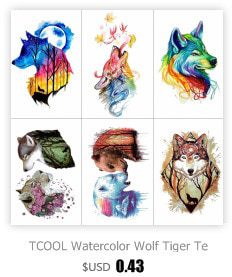 HXMAN Wolf Temporary Tattoo Stickers Waterproof Women Fake Hand Animal Tattoos Adult Men Body Art 9.8X6cm A-085