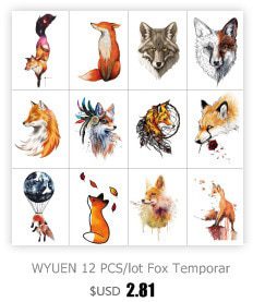 HXMAN Wolf Temporary Tattoo Stickers Waterproof Women Fake Hand Animal Tattoos Adult Men Body Art 9.8X6cm A-085