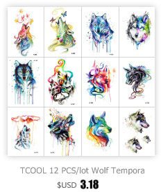 HXMAN Wolf Temporary Tattoo Stickers Waterproof Women Fake Hand Animal Tattoos Adult Men Body Art 9.8X6cm A-085