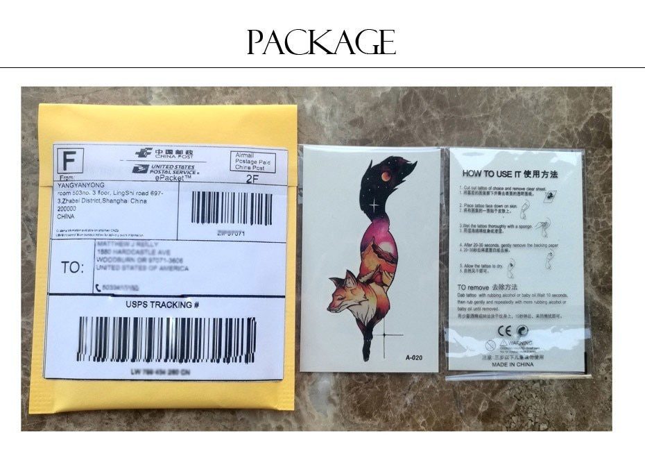 HXMAN Wolf Temporary Tattoo Stickers Waterproof Women Fake Hand Animal Tattoos Adult Men Body Art 9.8X6cm A-085