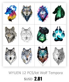 HXMAN Wolf Temporary Tattoo Stickers Waterproof Women Fake Hand Animal Tattoos Adult Men Body Art 9.8X6cm A-085