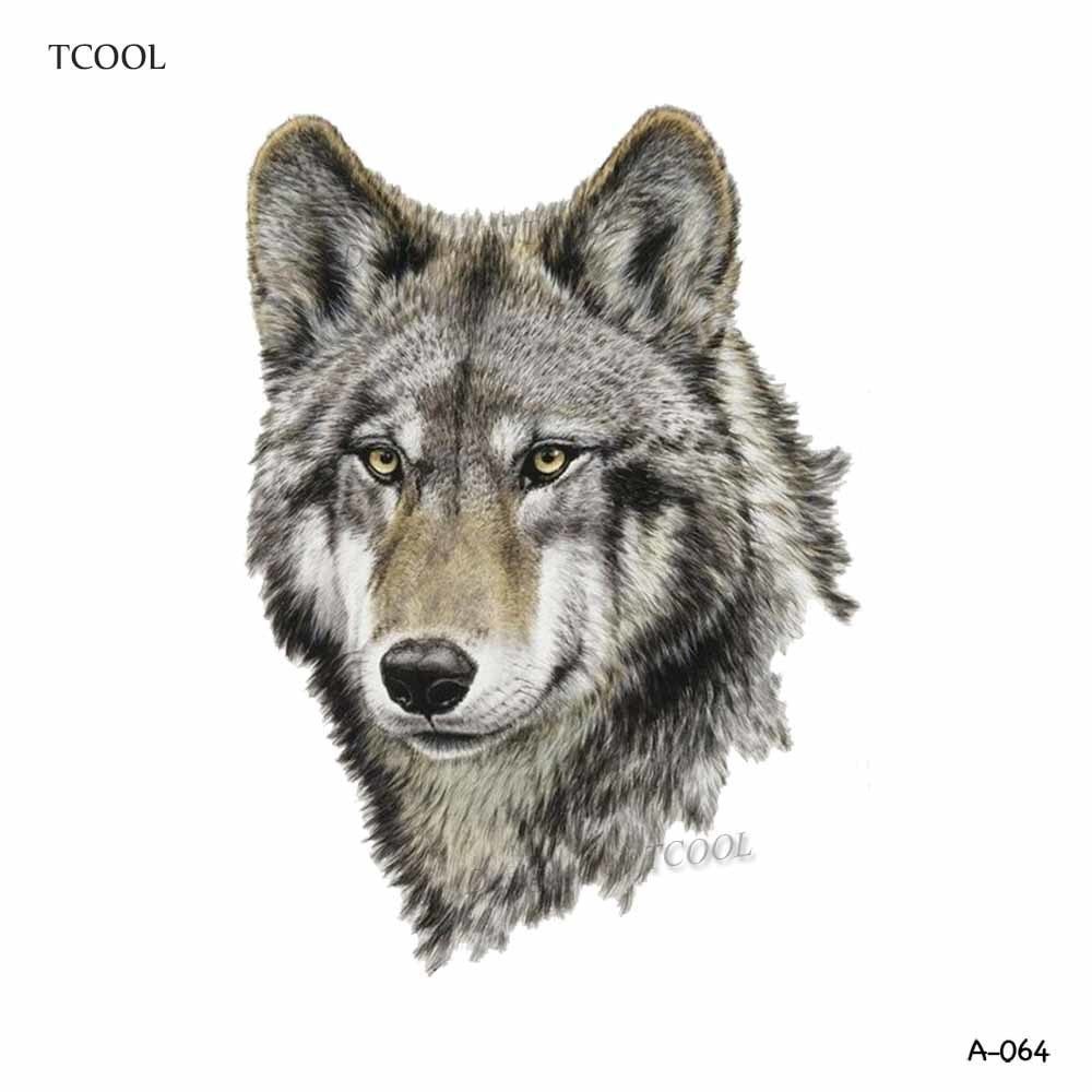 HXMAN Wolf Temporary Tattoo Stickers Waterproof Women Fake Hand Animal Tattoos Adult Men Body Art 9.8X6cm A-085
