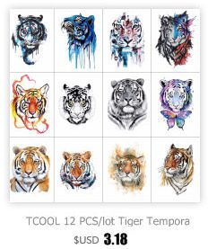 HXMAN Wolf Temporary Tattoo Stickers Waterproof Women Fake Hand Animal Tattoos Adult Men Body Art 9.8X6cm A-085